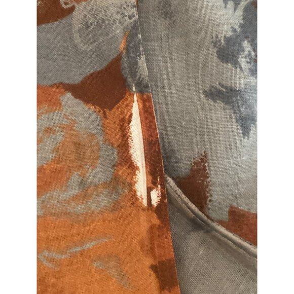 VTG Fabric Floral Orange Gray Quilting Sewing Cloth Arts Crafts - Picture 5 of 6